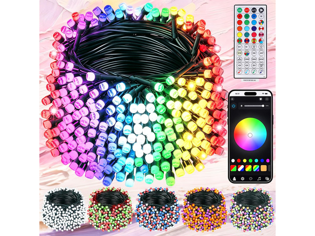 Smart Color Changing Halloween Lights, 66FT 200 LED RGB String Lights with Remote & App Controlled, Music Sync Multiple Modes, Waterproof Indoor...