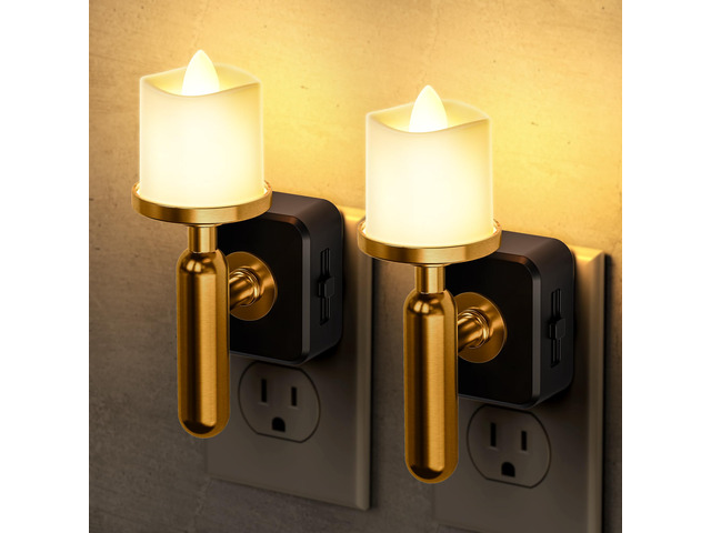 Flameless Candle Night Light,Night Lights Plug into Wall Dimmable LED Candle Night Light with Light Sensor, 0-100LM Nightlight Plug in, 3000K Soft...