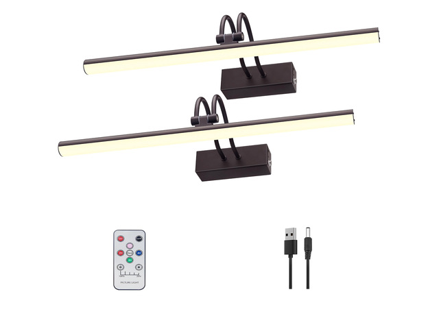 Picture Light,2PK Battery Operated Wall Sconce,13' Art Light,Black Rechargeable Photo Lights,Remote Timer and Dimmer Gallery Light for...