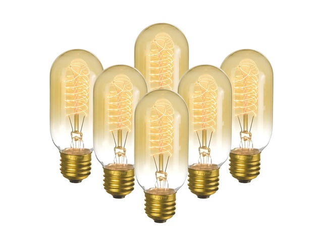 6-Pack Edison Light Bulbs 40 Watt Dimmable T45 Vintage Warm Bulbs Antique Vintage Old Fashioned E26 Incandescent Light Bulbs, Amber Warm White,...
