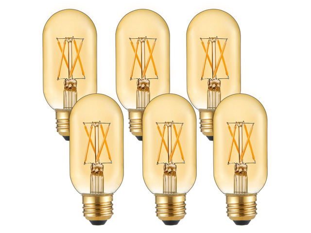 T45 E26 Led Bulb 60 watt,Dimmable,Amber Light Bulbs,2200K,6Pack Edison Light Bulbs,6w=60 watt light bulbs,600lm,360°,AC120V,ETL,Warm Light Bulbs...
