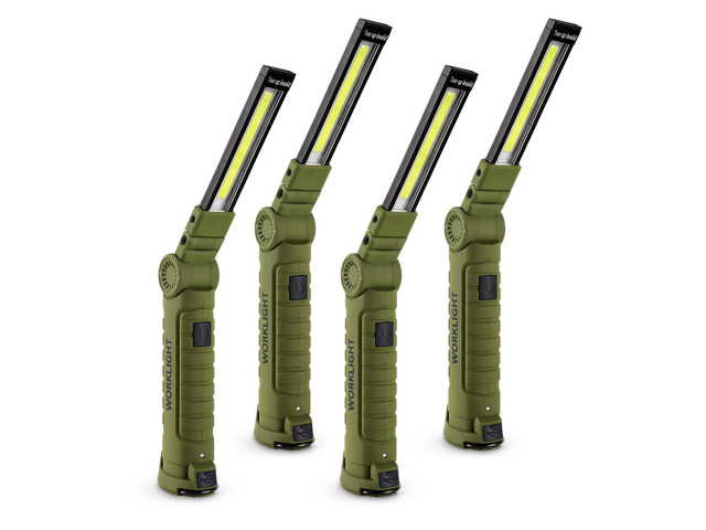 4 Pack Rechargeable LED Work Lights with Magnetic Base and 360° Rotation, 5 Modes for BBQ, Camping, Reading, and Car Repair