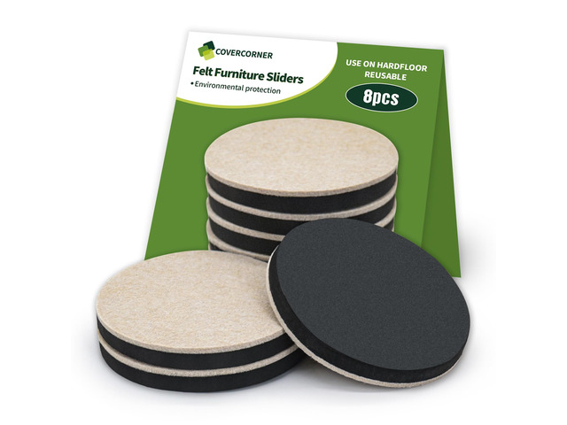 Felt Furniture Sliders for Hardwood Floors 8 PCS, 4 3/4' Beige Felt Furniture Pads for Hardwood Floors, Furniture Moving Sliders, Heavy Duty Felt...