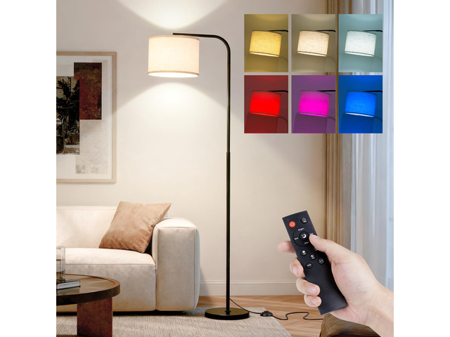 Arc Floor Lamp with Remote and Dimmable Black lamps for Living Room Modern Tall Standing Lamp for Bedroom Corner and Office wiht Adjustable Hanging...
