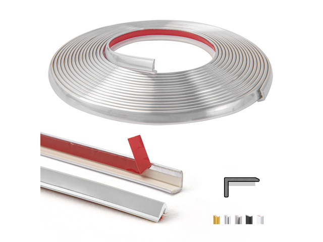 20 ft Flexible Outside Corner Trim for Tile Edge, Glittery Silver Durable, Waterproof, Strong Adhesive, High Viscosity, Easy to Clean, Ideal for...