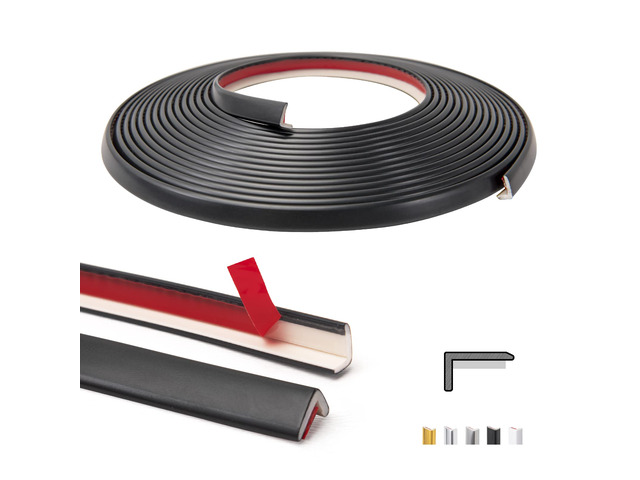 20 ft Outside Corner Trim, Peel and Stick for Wall Tile Edge, Black Flexible, Durable, Waterproof, Strong Adhesive, High Viscosity, Easy to Clean,...