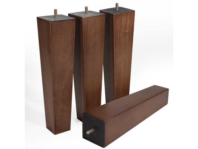 Solid Oak Wood Furniture Legs, 12 Inch, Brown Oak Wood, Set of 4, Square, Mid-Century, Natural, Multipurpose, Screw-In, Couch, Sofa, Cabinet,...