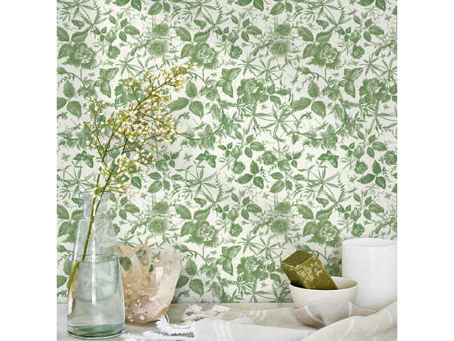 Green Rose Floral Vintage Peel and Stick Wallpaper,15.8' x 394' Self Adhesive Removable Rose Floral Butterfly Contact Paper, Vintage Vinyl Wall...