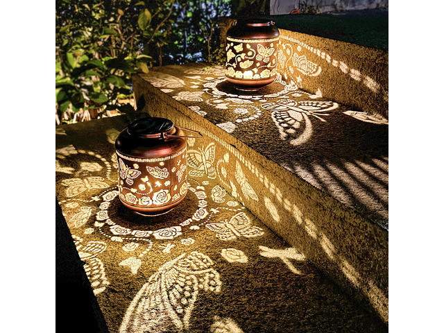 2 Pack Butterfly Outdoor Solar Hanging Lanterns Waterproof LED Solar Lights Metal Decorative Lanterns for Garden, Patio, Courtyard, Backyard, Yard...