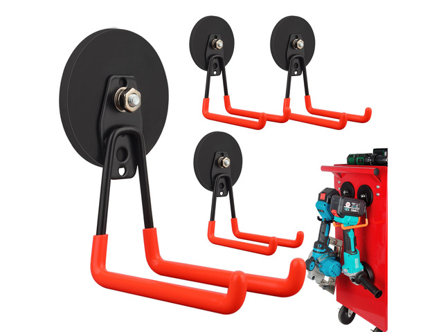 Strong Magnetic Hooks,Large Magnet with Hooks for Heavy Duty Tools,Jig Saw,Hose, 4 Pack Heavy Duty Magnetic Hooks for Hammer Drill,Circular...