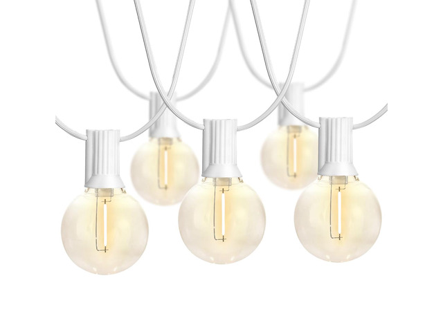 97FT White Outdoor String Lights with 49 G40 LED Bulbs (1 Spare) Waterproof & Shatterproof Patio Lights, Connectable Hanging Lights for Yard,...