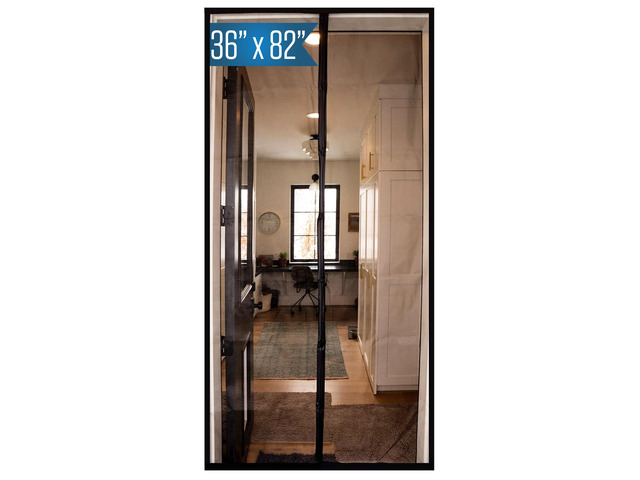 Magnetic Screen Door for Standard Doors, 36' x 82' Black Trim, Black Mesh, Heavy Duty Fiberglass, Self Closing Magnetic Seal, Pet & Kid Friendly,...
