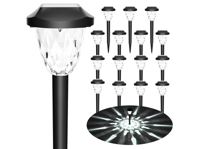 Cool Outdoor Solar Garden Path Lights, Waterproof 16PK Decorative Pattern Design, Bright Illumination, Ideal for Garden Walkway Driveway Lawn Pathway
