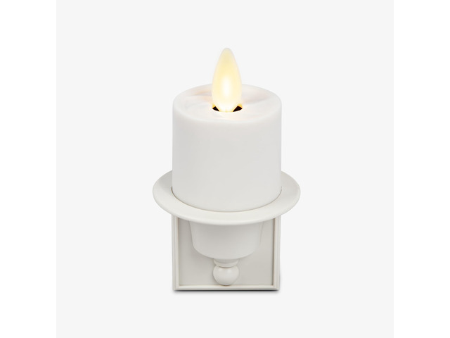 Flameless Candle Nightlight w/Dusk to Dawn Light Dark Auto Sensor, White Wall Plug Indoor Night LED Light w/Real-Flame Effect Technology, Bathroom...