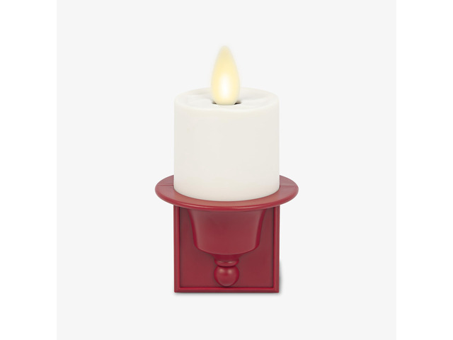 Flameless Candle Nightlight w/Dusk to Dawn Light Dark Auto Sensor, Red Wall Plug Indoor Night LED Light w/Real-Flame Effect Technology, Bathroom...