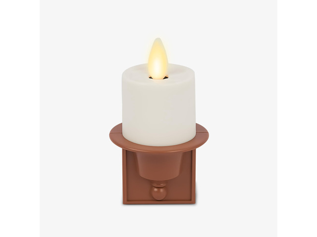 Flameless Candle Nightlight w/Dusk to Dawn Light Dark Auto Sensor, Baked Clay Wall Plug Indoor Night LED Light w/Real-Flame Effect Technology,...