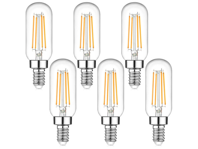 E12 Candelabra Edison Bulbs 60 Watt Equivalent, T6 6W Dimmable LED Light Bulbs for Chandelier, 600lm 2700K Warm White Clear Vintage Tubular Bulb,...