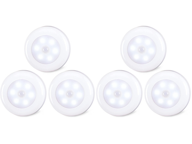 6 Pack 2.8 Motion Sensor Lights Indoor AAA Battery Operated, Stick on LED Puck Light for Stairs, Under Cabinet, Closet, Cool White