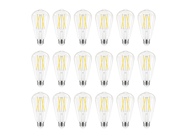 Dimmable Edison Bulbs 4000K Daylight White, E26 LED Bulb 60 watt Equivalent ST58 Vintage Light Bulbs, 600LM, 90+ CRI, E26 Base, Clear Glass, 18 Pack