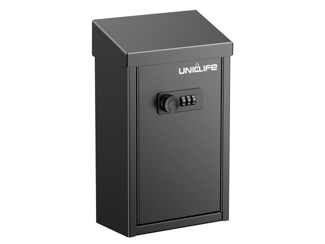 Cash Box with Combination Lock, Wall Mounted Mailbox for Outside Black Code Lock Box, Metal Donation Box with Top Slot, Suggestion Box for Office...
