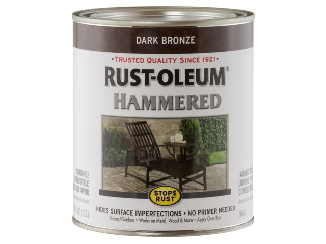 Stops Rust Brush On Enamel Paint, Hammered Dark Bronze Rust and Corrosion Resistant, Indoor and Outdoor Durability, Beautiful Finish on Metal, Wood...