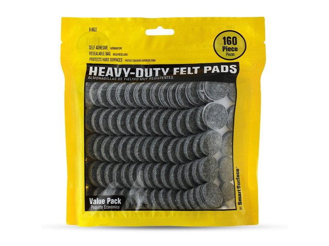 8627 Heavy Duty Self Adhesive Furniture Felt Pads 1-Inch Round Gray 160-Piece Value Pack in Resealable Bag