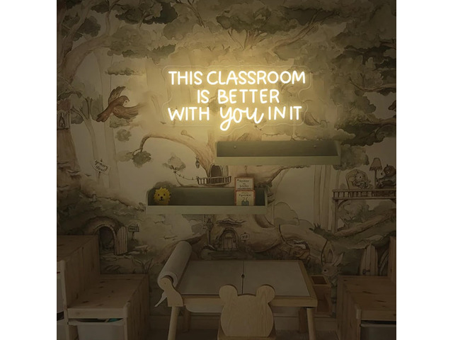 This Classroom Is Better With You In It Neon Sign Dimmable Teacher LED Neon Light Classroom Decor Welcome Door Sign, Gift for Teacher (Warm White)