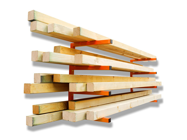 Wood Organizer and Lumber Storage Rack Wall Mount, Heavy Duty Metal Shelf with 4-Level Holds Up 800 LBS, Indoor & Outdoor Use - Orange