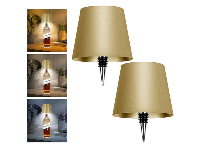 2 Pack Wine Bottle Lamps, 2026 New 3 Color Rechargeable Wireless Bottle Lamps, Bottle Lamp Kit for Liquor Bottles with Touch Dimming for Parties,...