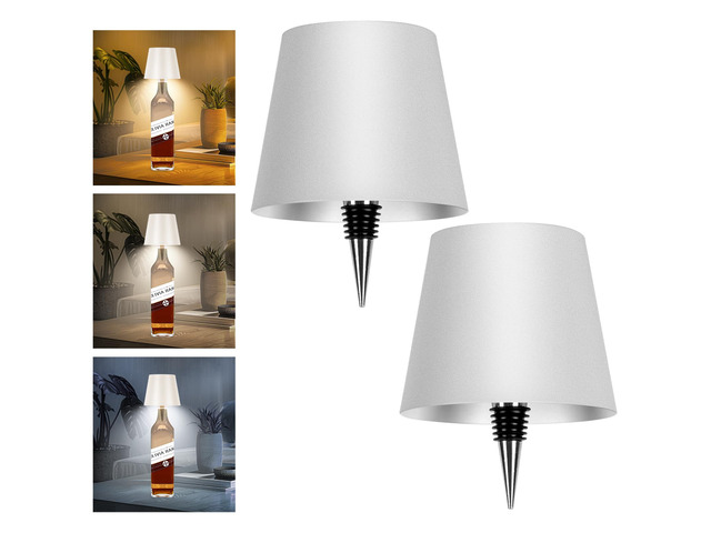 2 Pack Wine Bottle Lamps, 2025 New 3 Color Rechargeable Wireless Bottle Lamps, Bottle Lamp Kit for Liquor Bottles with Touch Dimming for Parties,...