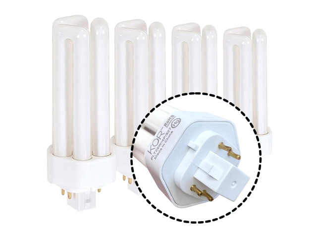 26W Triple Tube Compact Fluorescent Bulb, 2700K Warm White, 4 Pack GX24Q-3 4-pin Plug-in Base, 1800 Lumens, Electronic Ballasts, Replaces Sylvania...