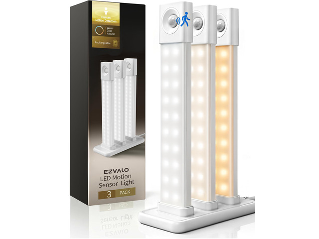 Under Cabinet Lighting with Charging Station, 8 inch Motion Sensor Light Indoor, 1100mAh Rechargeable LED Light, 3 Color Temperatures, Dimmable...