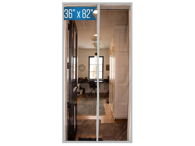 Magnetic Screen Door for Standard Doors, 36' x 82' White Trim, Black Mesh, Heavy Duty Fiberglass, Self Closing Magnetic Seal, Pet & Kid Friendly,...