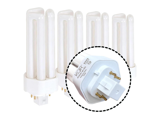 26W Triple Tube Compact Fluorescent Light Bulb, 4 Pack GX24Q-3 4-pin Base, 5000K Bright White, PL26W/3U/4P