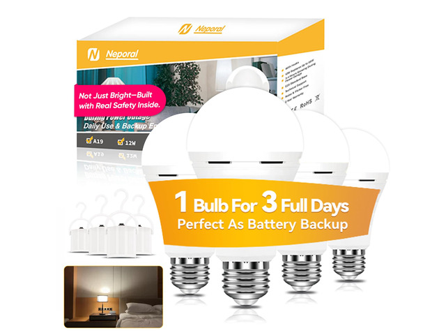 LITE PRO Rechargeable Light Bulbs, 2600mAh Large Battery Backup Light Bulbs, Socket Rechargeable Emergency Lights for Home, Hurricane Prepareness...
