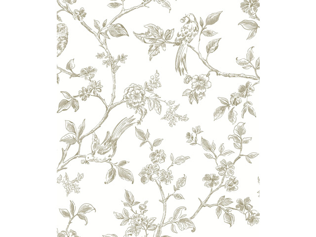 Beige and White Wallpaper Vintage Floral Peel and Stick Wallpaper 16.9'x393.7' Floral Birds Contact Paper Boho Self Adhesive Wall Paper for Bedroom...