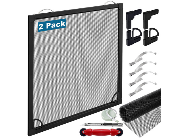 2 Sets Window Screen Frame Kit 5/16 in x 1/8 in x48inX48in Fiberglass Window Screen Replacement Kit not Installed Includes Full Set of Tools...