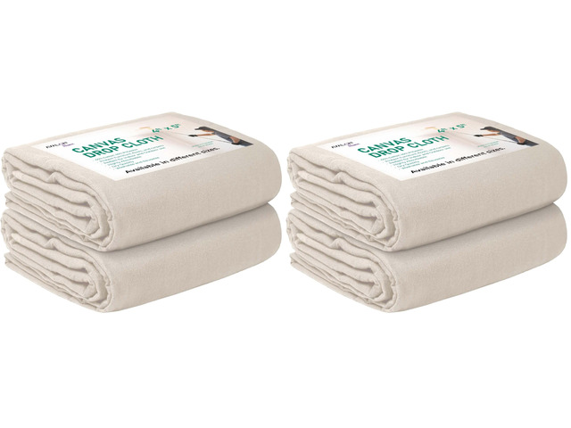Canvas Drop Cloth for Painting 4x5 feet Pack of 4-8oz Painters Drop Cloths for Painting - All Purpose Canvas Tarps for Floor & Furniture Protection...