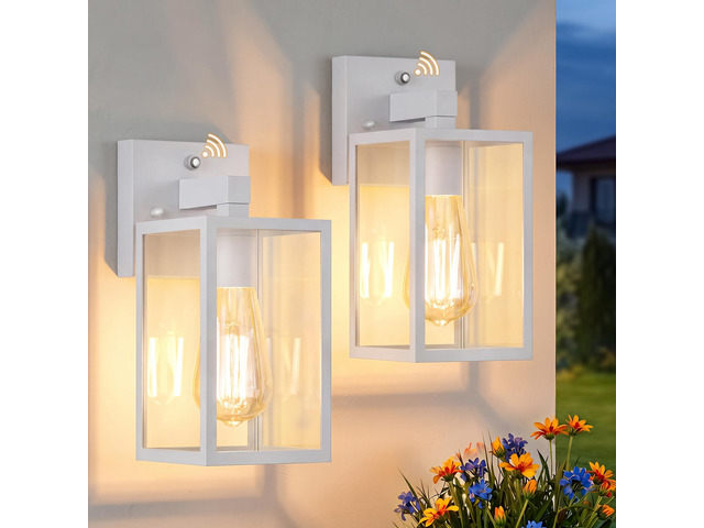 2 Pack Dusk to Dawn Outdoor Wall Light Fixtures, Exterior Porch Light, Waterproof Wall Sconces Lanterns, Sensor Lighting Wall Mount for House...