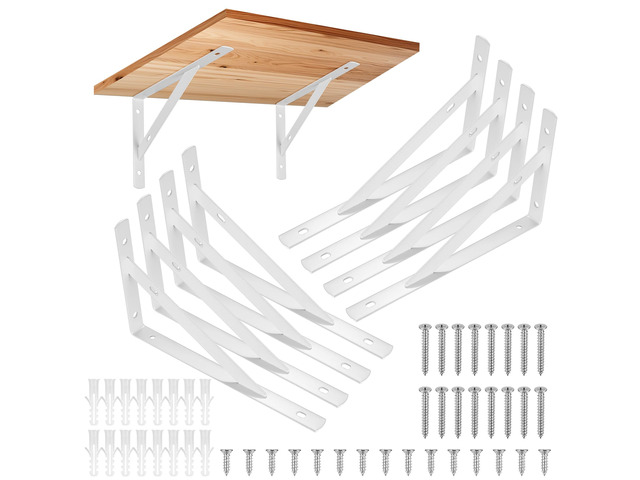 8 Pcs Heavy Duty Shelf Brackets, Floating Metal Shelf Brackets, Metal Wall Mount L Shaped Shelves Support Angle Brackets for Heavy Duty Floating...