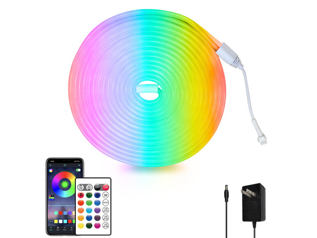 16.4FT Led Neon Rope Lights Control with App/Remote,Flexible Led Rope Lights,Multiple Modes,IP65 Outdoor RGB Neon Lights Waterproof,Music Sync...