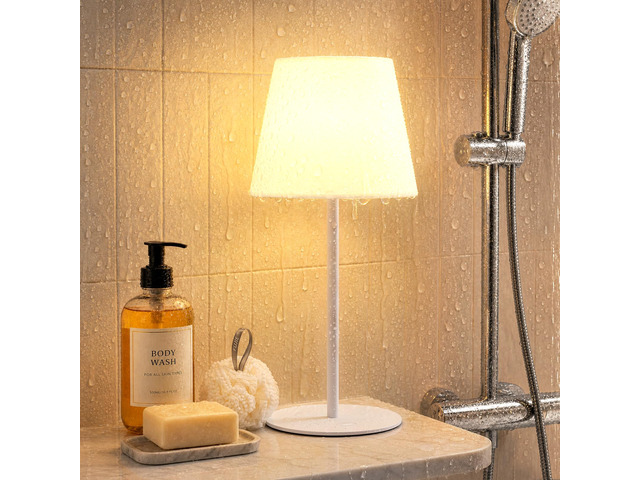 Shower Lamp Rechargeable Waterproof Lamp, Cordless Table Lamp for Bathroom IP54 Spa-Like Shower Light, 4000mAh Battery Powered, 3 Color Modes,...