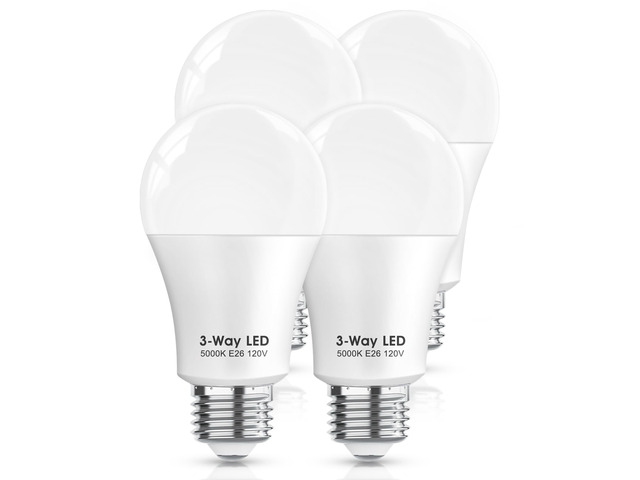 3 Way LED Light Bulbs 50 100 150W Equivalent, Daylight White 5000K 3 Way Light Bulbs, A19 Three Way Light Bulb,E26 Base LED Light Bulb for...