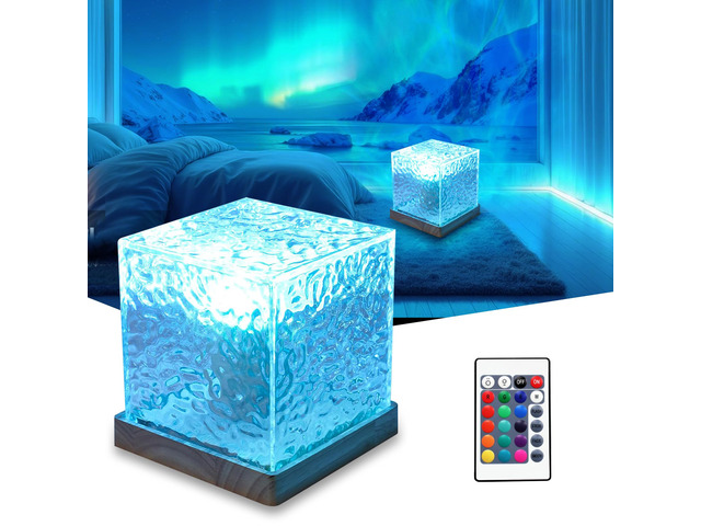Ocean Wave Projector Light, 16 Colors Rotating Water Lamp, Remote Beach Decor Sea Themed Gradual Northern Lights Projector for Office Bedroom Bar...
