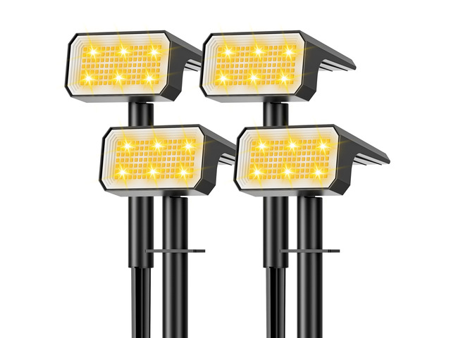 Solar Spot Lights Outdoor Waterproof, 4 Pack, 118 LED Warm White IP67, 4 Modes Auto On/Off, Solar Powered Spotlights for Yard Garden Landscape...