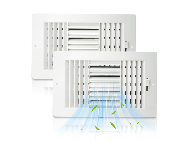 2 Pack 10x8 Inch(Duct Opening) Ceiling Register Wall Vent 3-Way Plastic Sidewall Ceiling Air Vent w/Manual Adjuster for Home, Office, Bathroom, Toilet