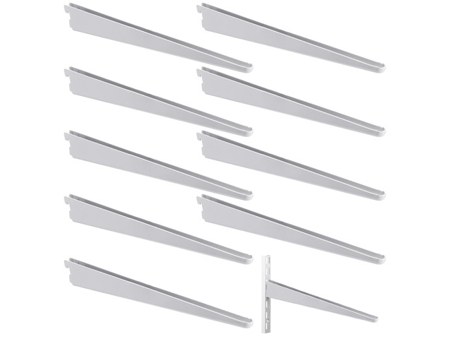 10 Pack Adjustable Shelf Brackets for Double Track System Closet Organization Heavy Duty Wire Shelf Brackets(White,14.5 Inch)