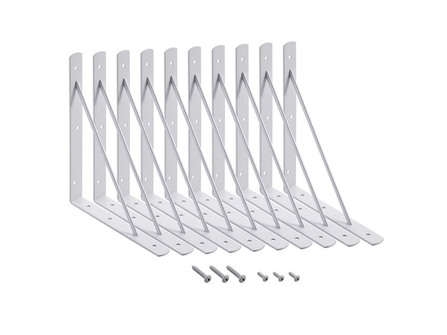 Wall Shelf Brackets, 10x8 Inch L Brackets, 10 Pack 200lbs Load Capacity, Sleek Metal Design with Screws, Ideal for Wood Shelves in Living...