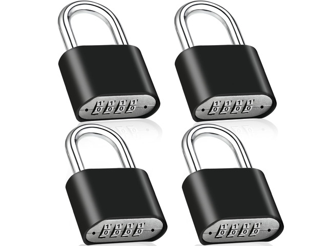 4pcs Combination Lock, 4-Digit Heavy Duty Combo Lock Combination Padlock Outdoor Waterproof Gate Locks for Outdoor Fence, Locker, Sheds, Gym, Gate...