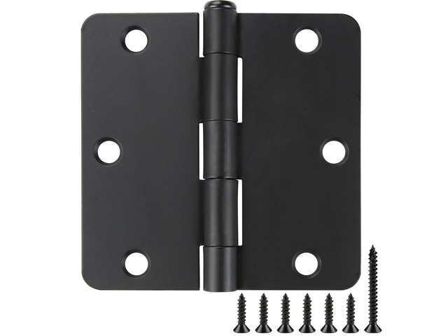 Matte Black Door Hinges 3.5 inch with 1/4' Radius Corners 30 Pack Interior Door Hinges 3.5 Inch Iron Residential Hardware for Garage, Shed, and...